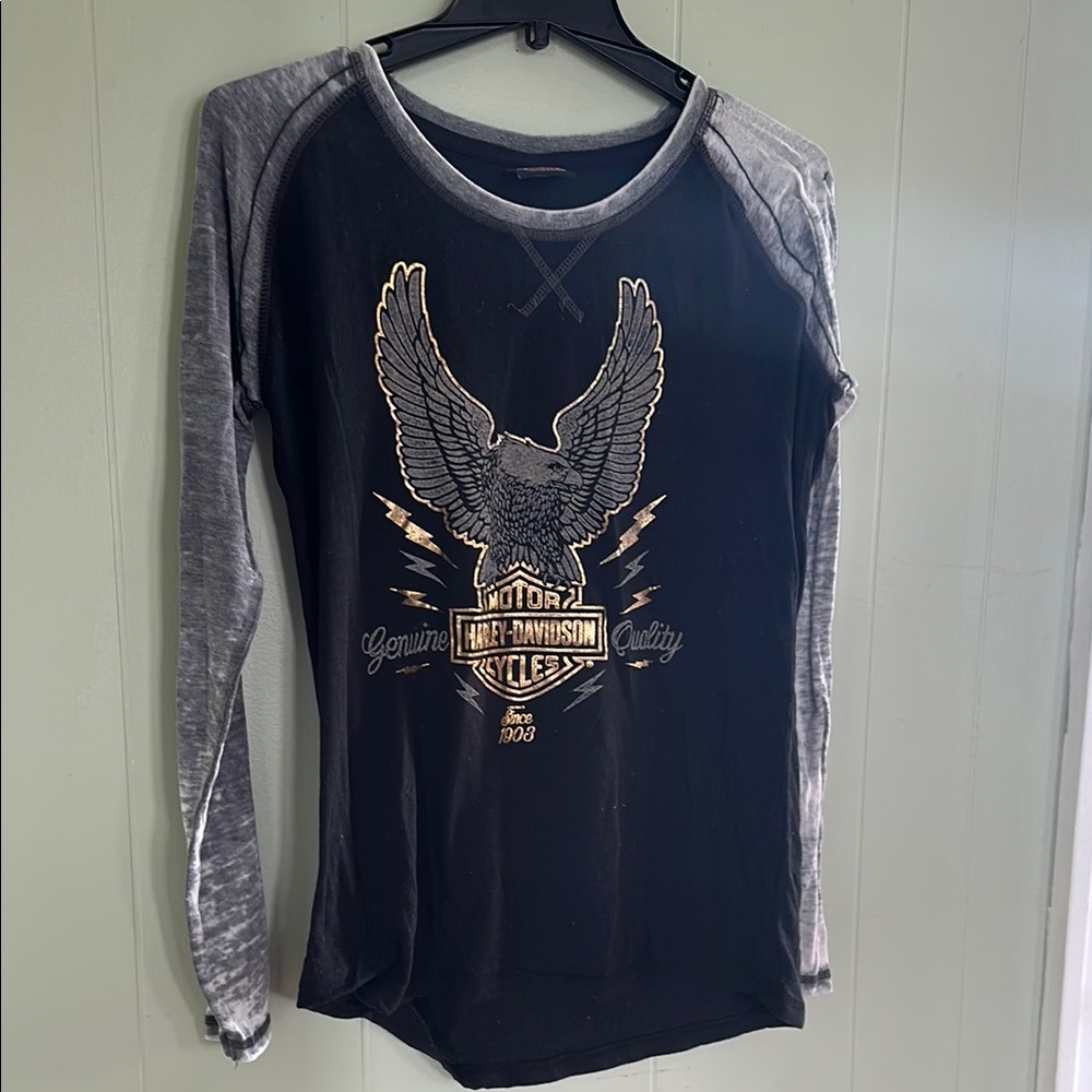 Harley-Davidson Black and Gray Eagle Graphic Shirt